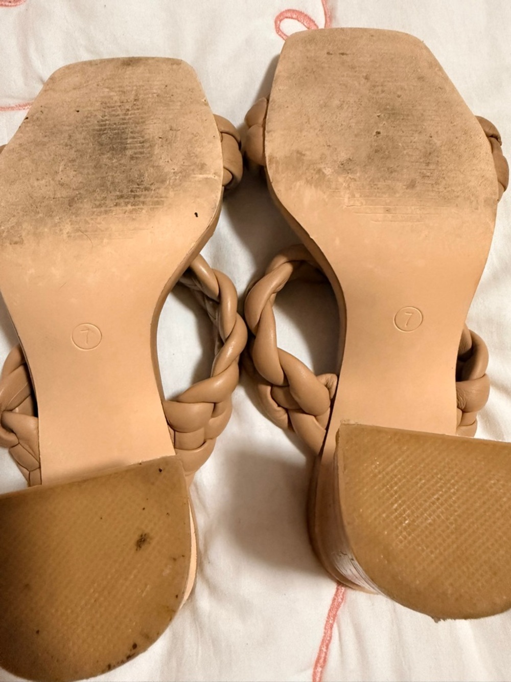 Braided Strap Square-Toe Slide Heels - Nude - Picture 6 of 7